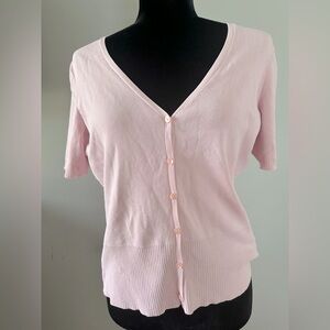Loft  -Pink V-Neck Button-Up Women's Top